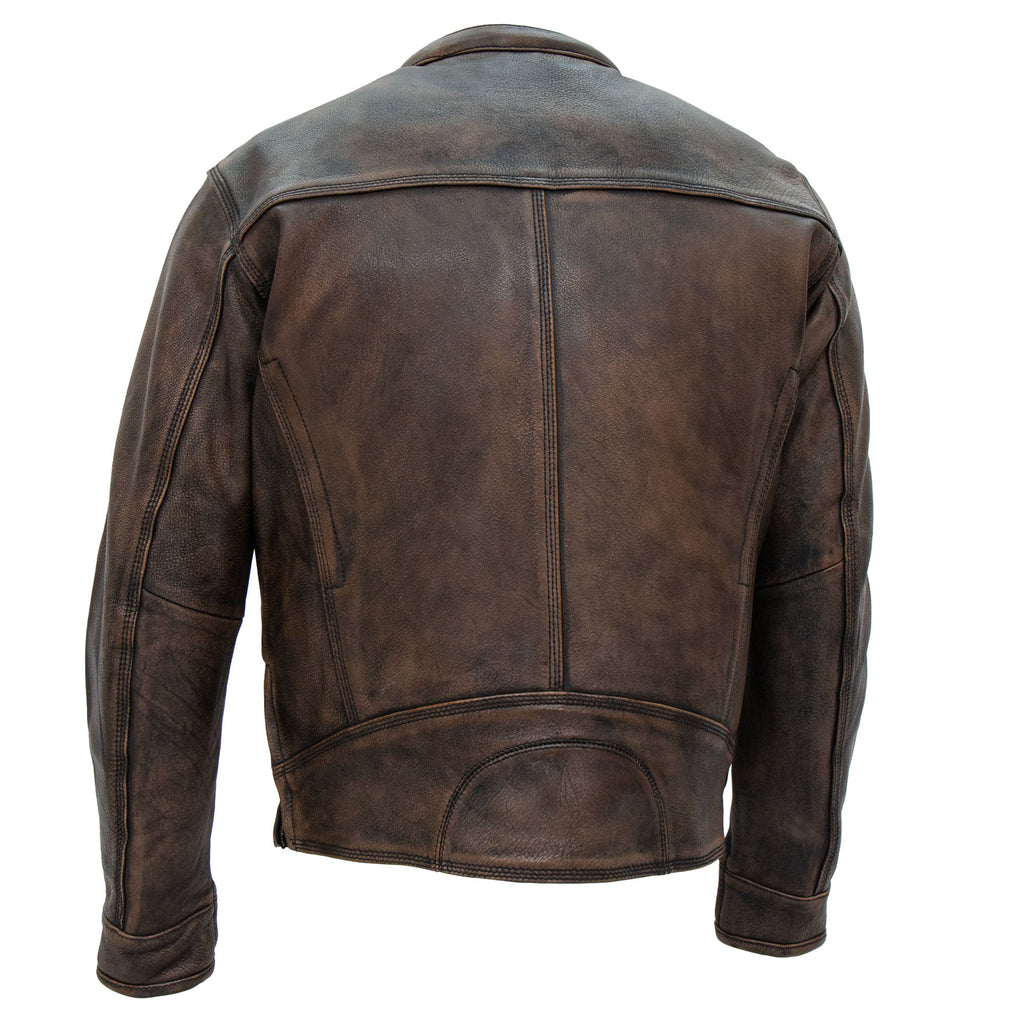 Hot Leathers JKM1019 Men's Distressed Brown Leather Motorcycle Biker Jacket with Gun Pockets