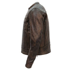 Hot Leathers JKM1019 Men's Distressed Brown Leather Motorcycle Biker Jacket with Gun Pockets