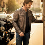 Hot Leathers JKM1019 Men's Distressed Brown Leather Motorcycle Biker Jacket with Gun Pockets