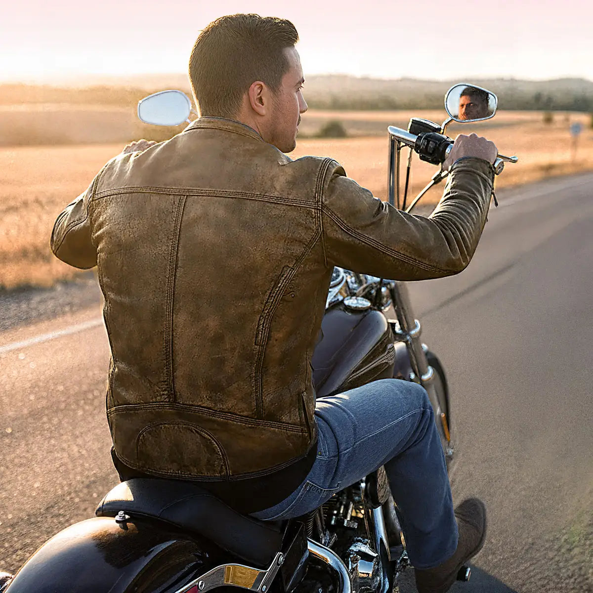 Hot Leathers JKM1019 Men's Distressed Brown Leather Motorcycle Biker Jacket with Gun Pockets