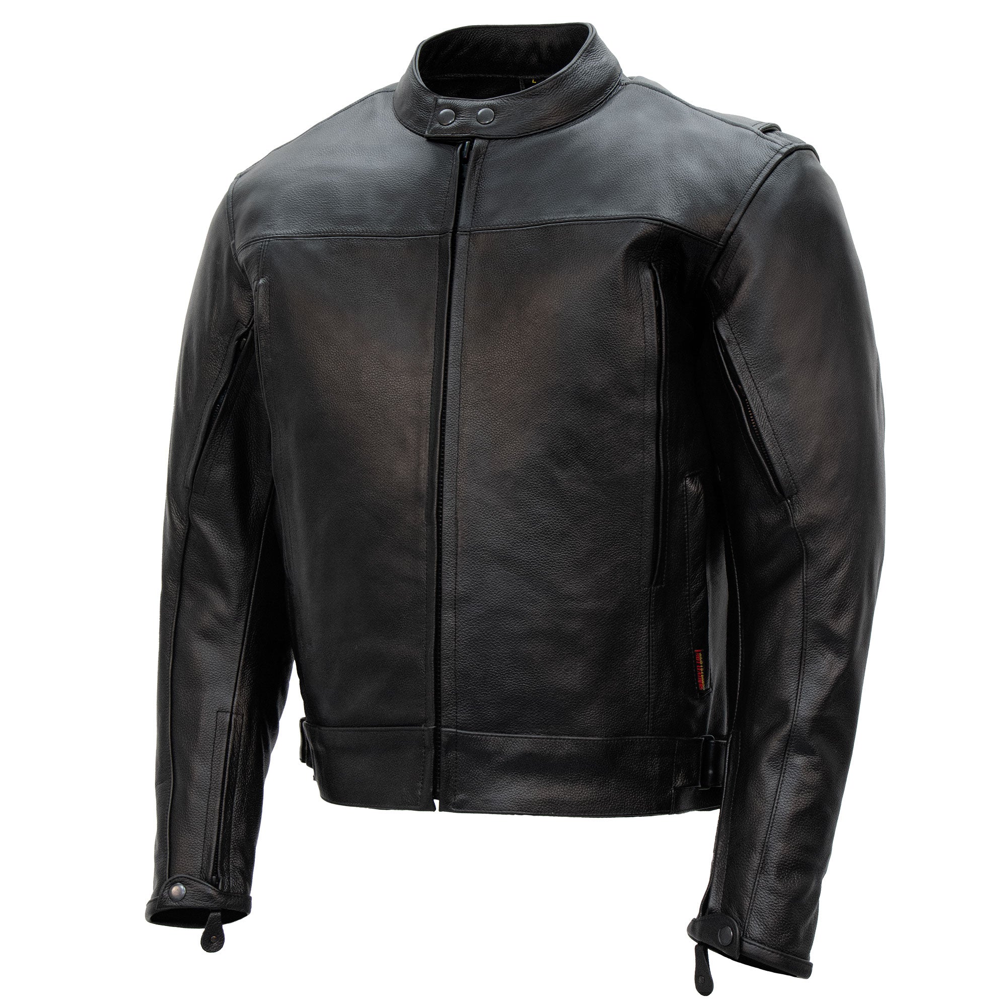 Hot Leathers JKM1021 Men's Black Leather Motorcycle Biker Carry and Conceal Vented Scooter Jacket