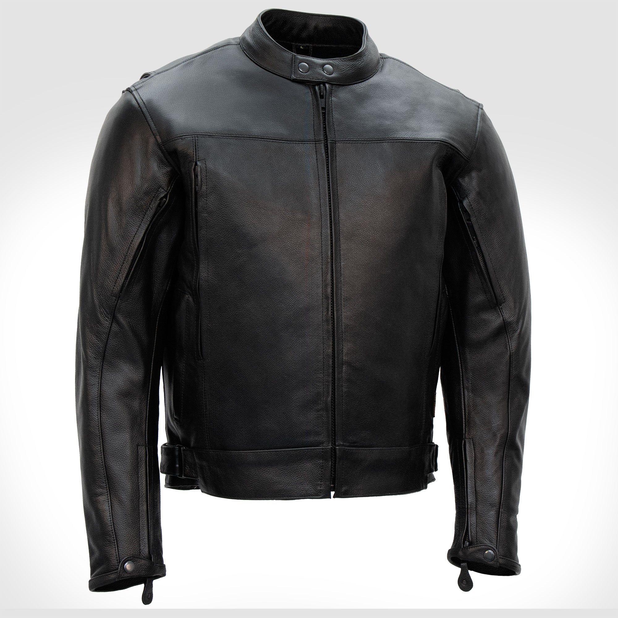 Hot Leathers JKM1021 Men's Black Leather Motorcycle Biker Carry and Conceal Vented Scooter Jacket