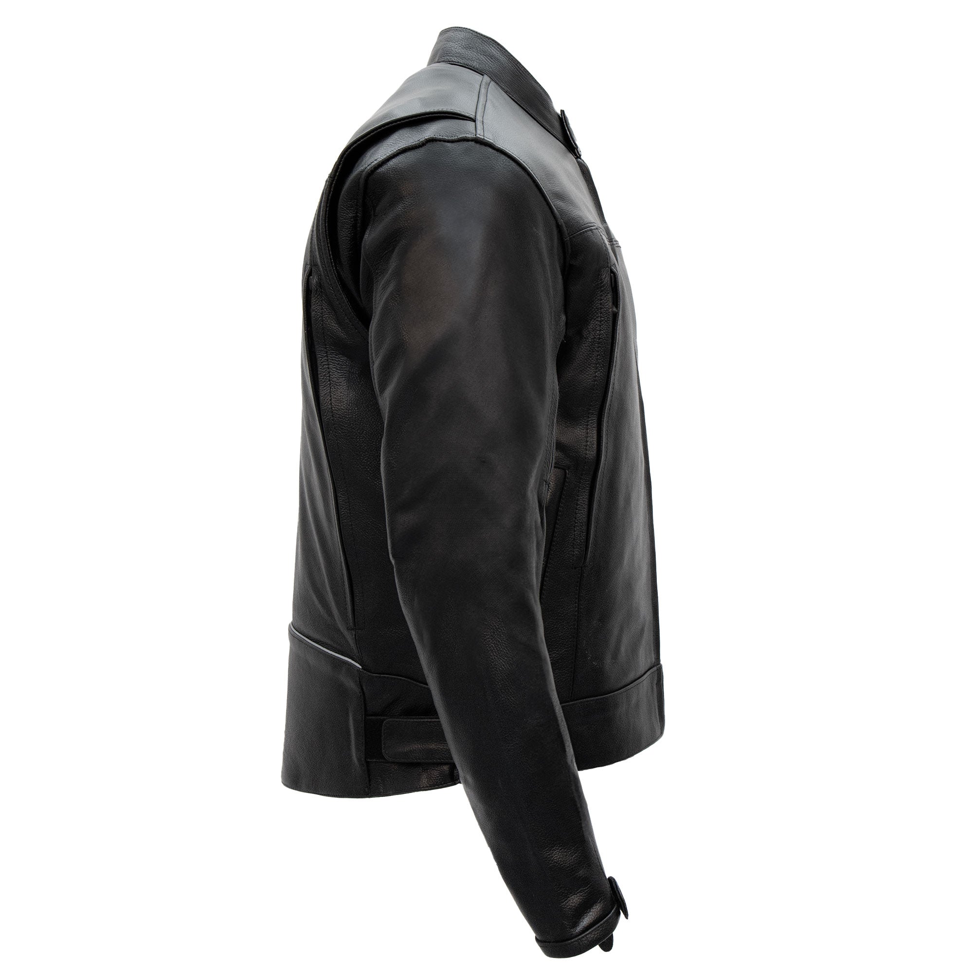 Hot Leathers JKM1021 Men's Black Leather Motorcycle Biker Carry and Conceal Vented Scooter Jacket