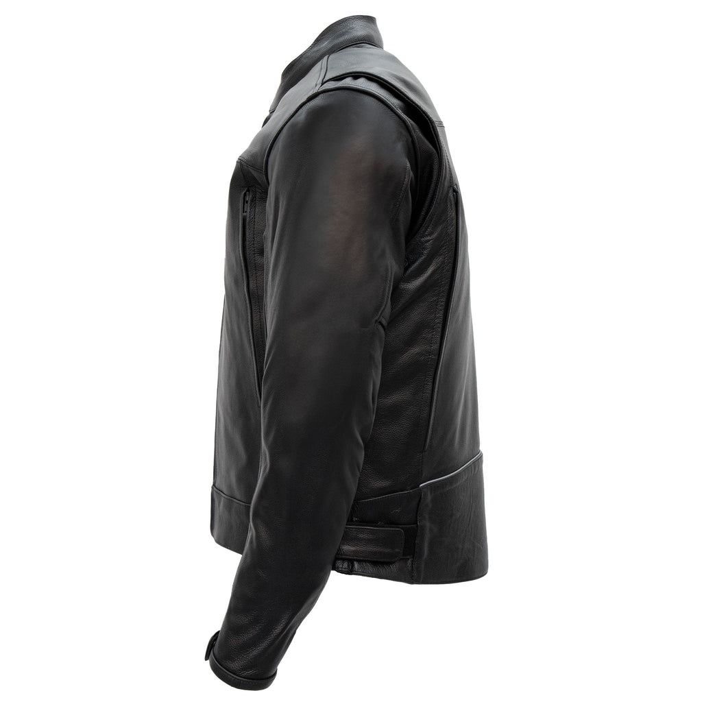 Hot Leathers JKM1021 Men's Black Leather Motorcycle Biker Carry and Conceal Vented Scooter Jacket