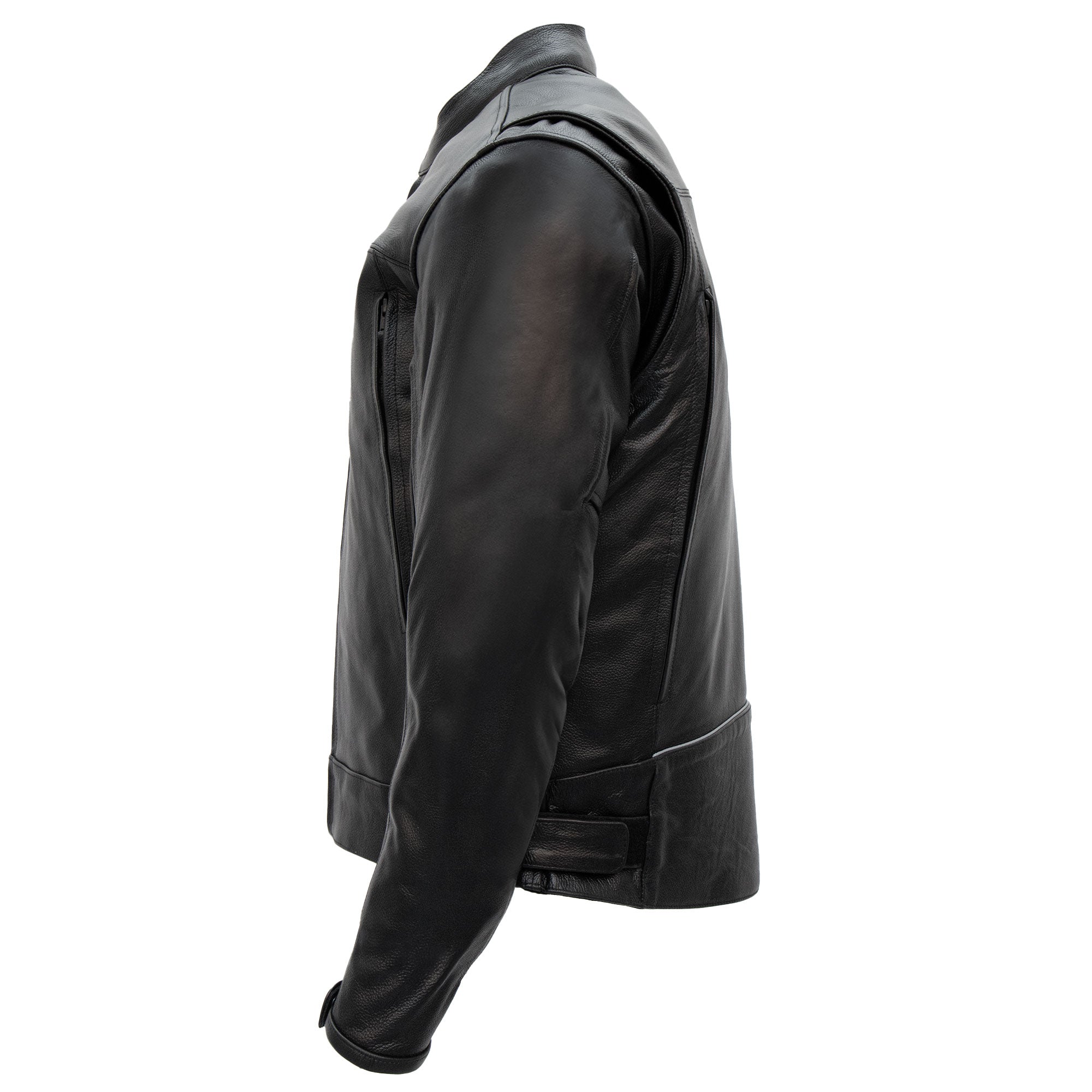 Hot Leathers JKM1021 Men's Black Leather Motorcycle Biker Carry and Conceal Vented Scooter Jacket