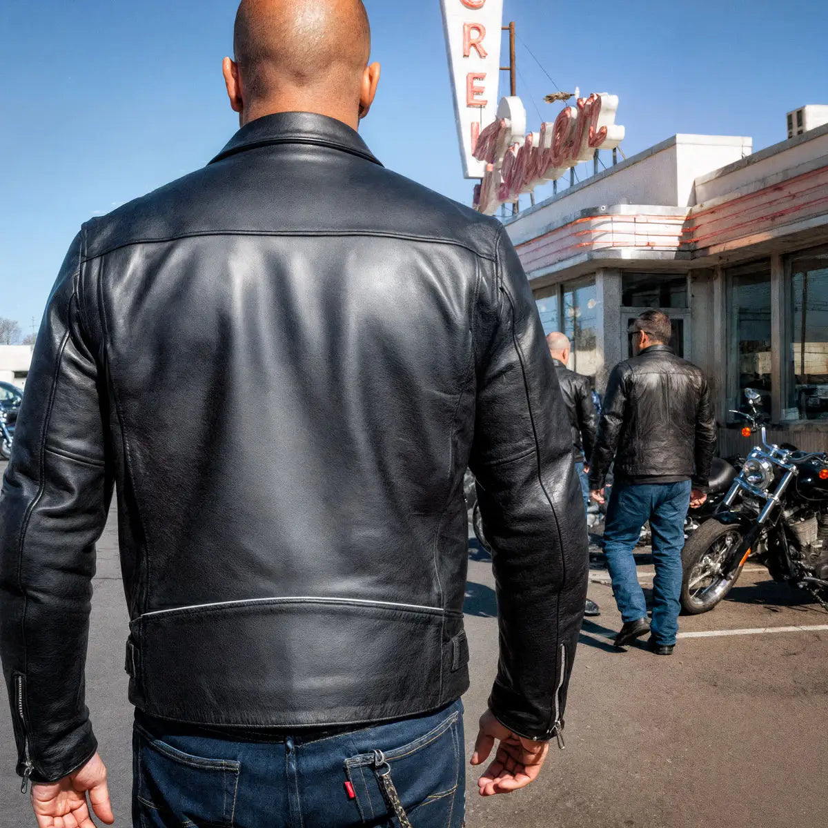 Hot Leathers JKM1021 Men's Black Leather Motorcycle Biker Carry and Conceal Vented Scooter Jacket