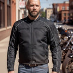 Hot Leathers JKM1024 Men’s Black All Weather Armored Biker Nylon Motorcycle Jacket with Concealed Carry Pocket