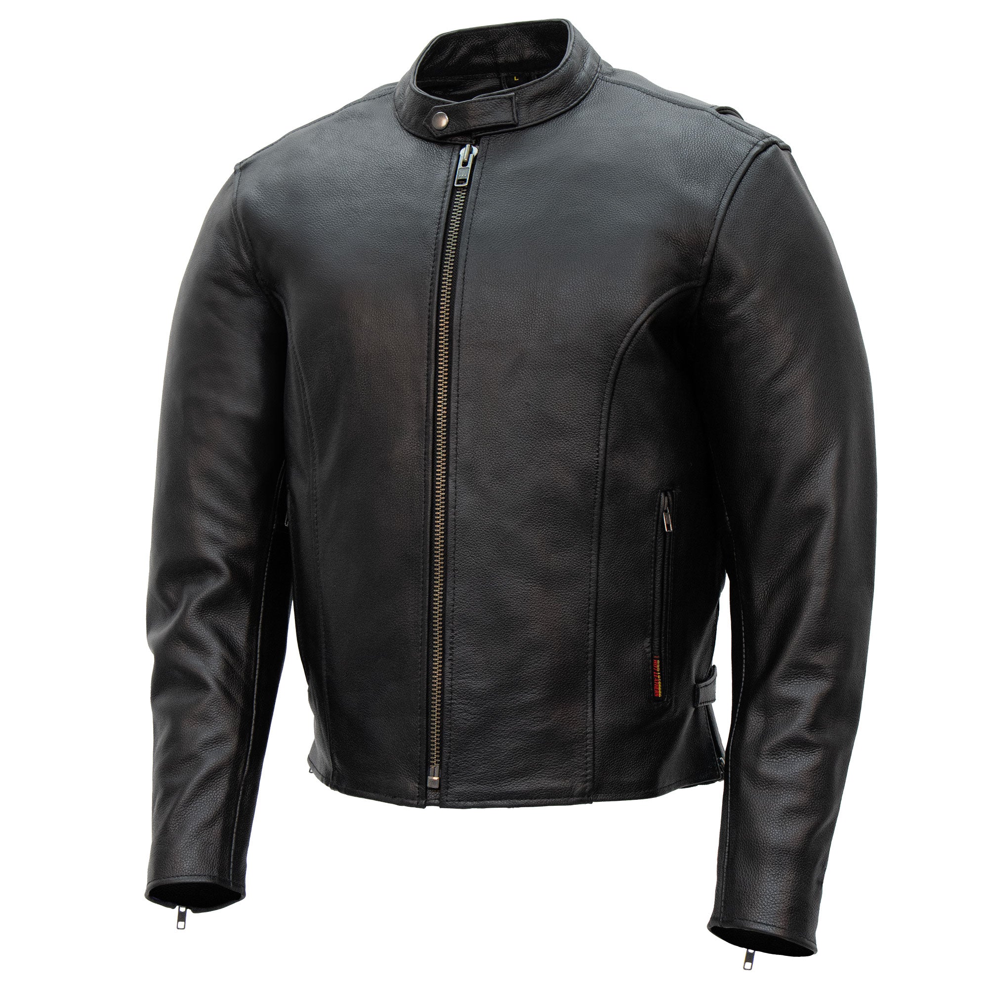 Men's Black Side-Zip Leather Motorcycle Jacket | Hot Leathers