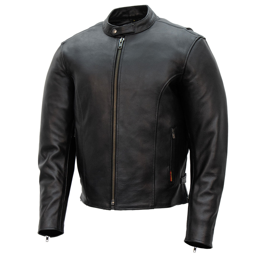 black leather backpack zippers moto designer JKM1027 Men’s Black ‘Carry and Conceal’ Leather Motorcycle Biker Jacket Black / XL