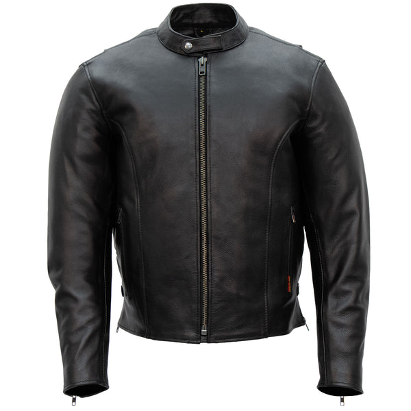 black leather backpack zippers like moto jacket JKM1027 Men’s Black ‘Carry and Conceal’ Leather Motorcycle Biker Jacket Black / XL