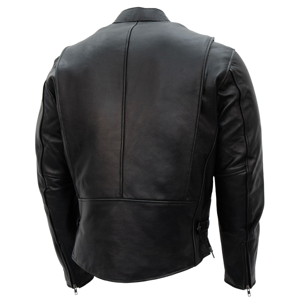 JKM1027 Men’s Black ‘Carry and Conceal’ Leather Motorcycle Biker Jacket Black / M
