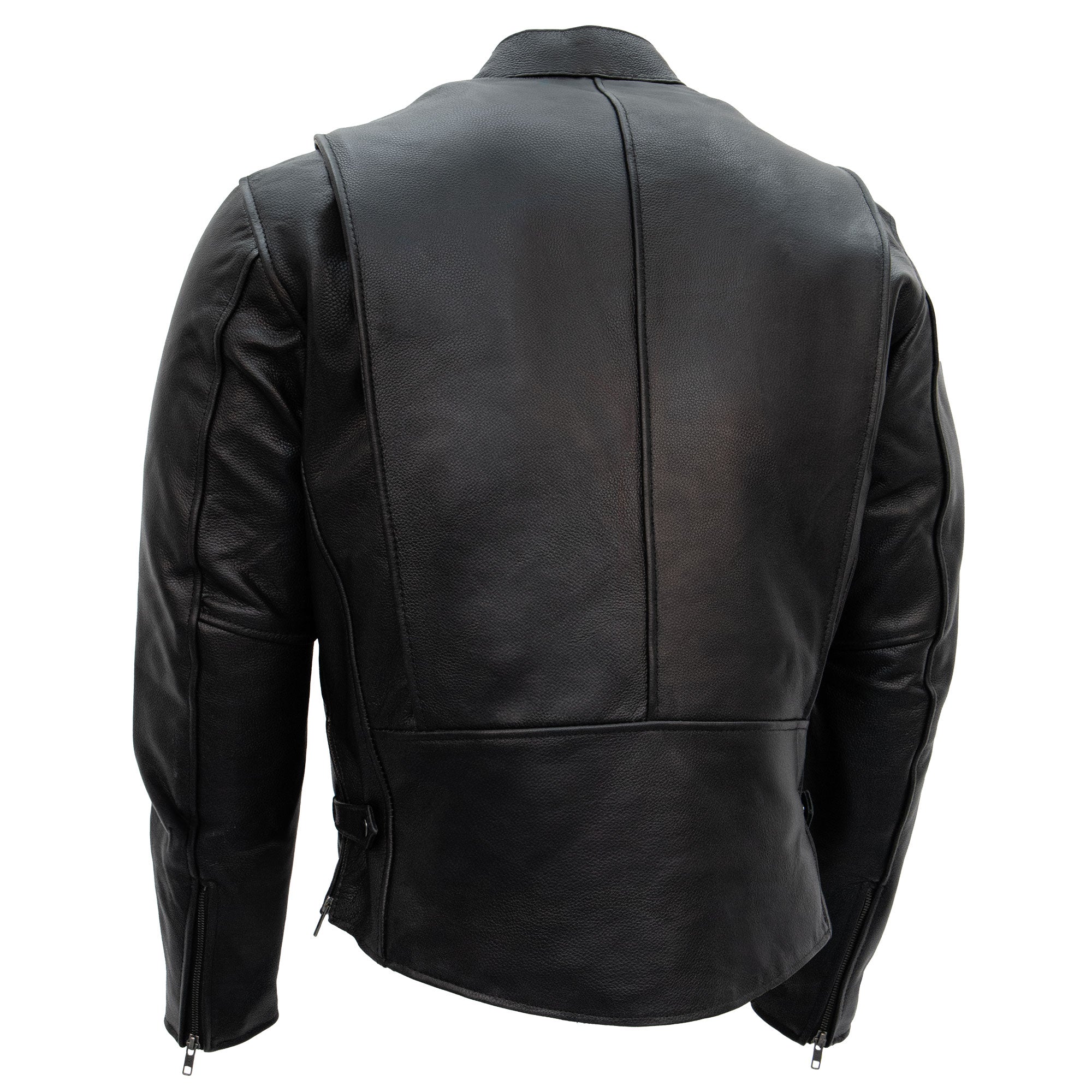 【HOT LEATHERS】シングルライダースジャケット Men's Black Side-Zip Leather Motorcycle Jacket | Hot Leathers
