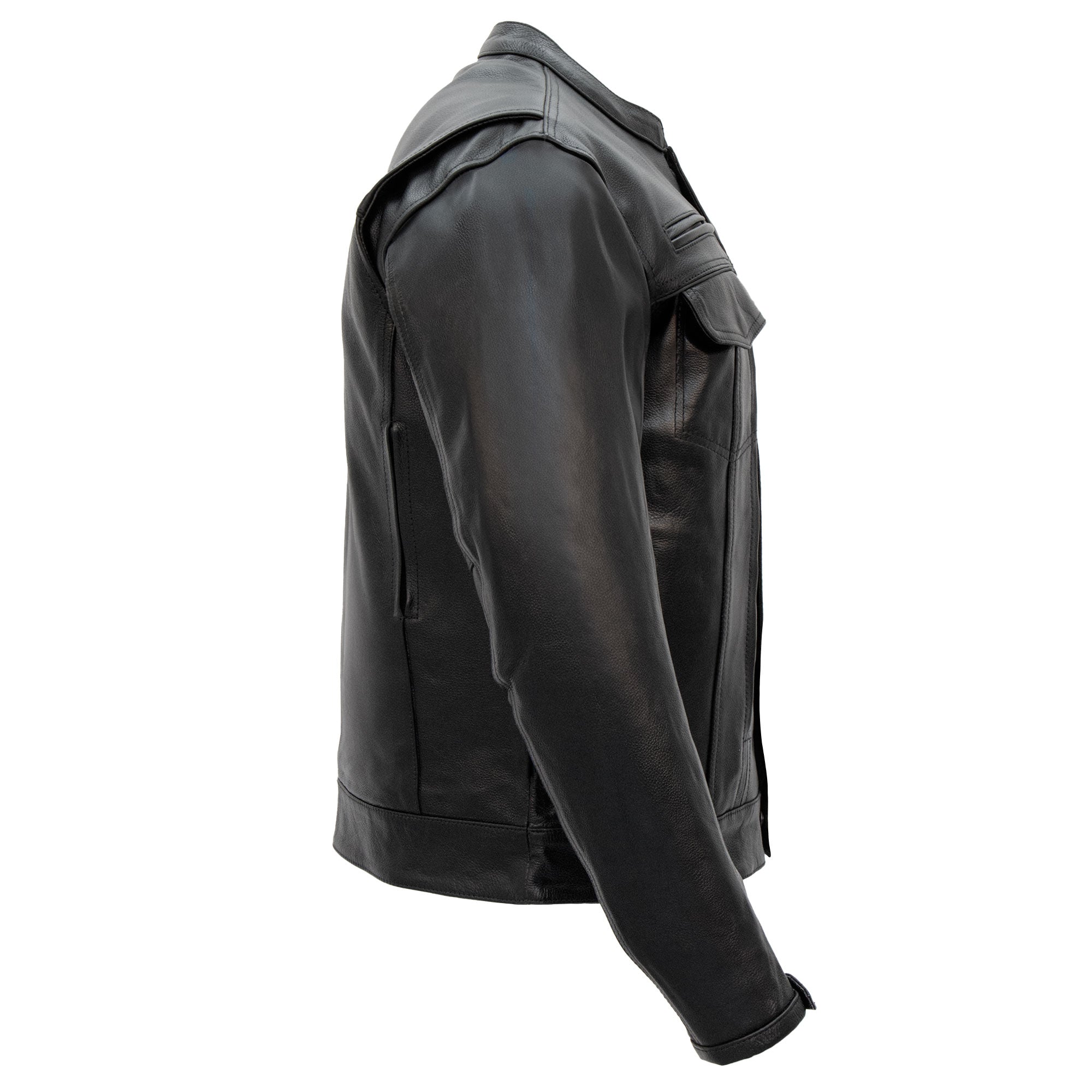 Hot Leathers JKM1028 Men's Black Leather Motorcycle style Biker Jacket with Zip Out Lining