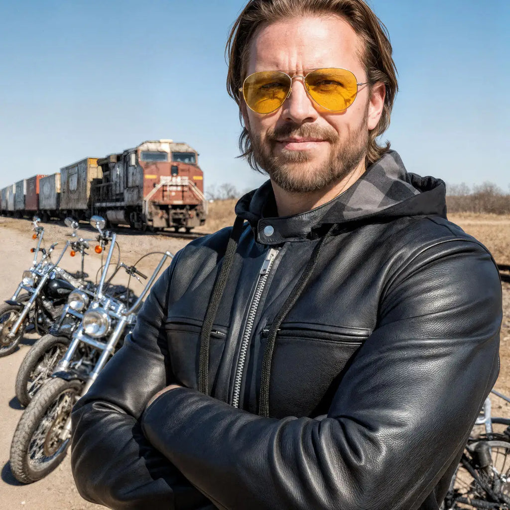 Hot Leathers JKM1030 Men’s Black Motorcycle ‘Carry and Conceal’ Leather Biker Jacket with Flannel Lined Hood