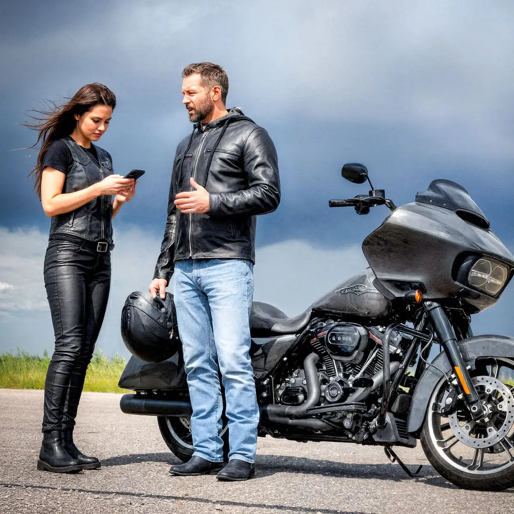 Hot Leathers JKM1030 Men’s Black Motorcycle ‘Carry and Conceal’ Leather Biker Jacket with Flannel Lined Hood