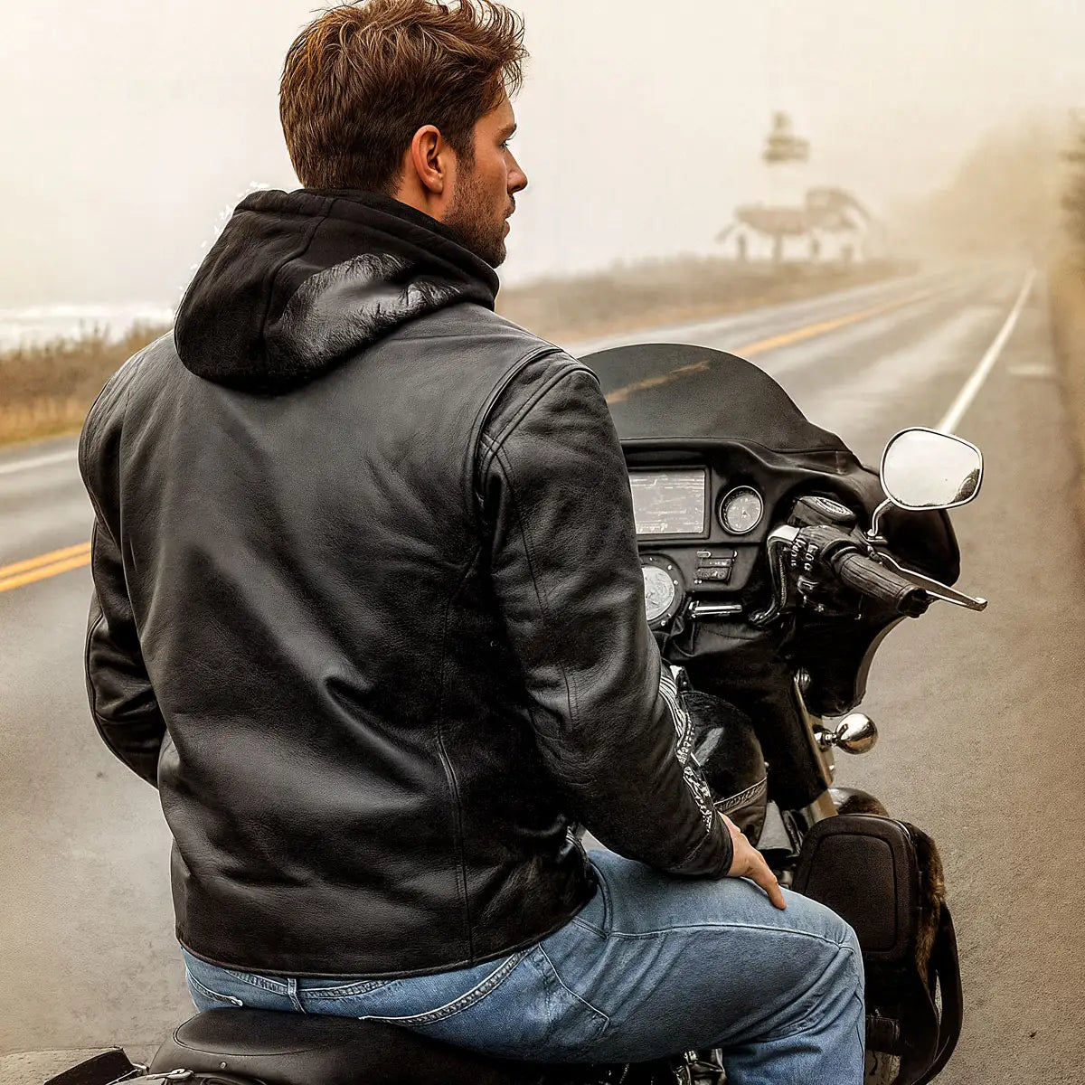 Hot Leathers JKM1031 Men’s Biker  ‘Skull and Bones’ Leather Motorcycle Jacket with Flannel Lining