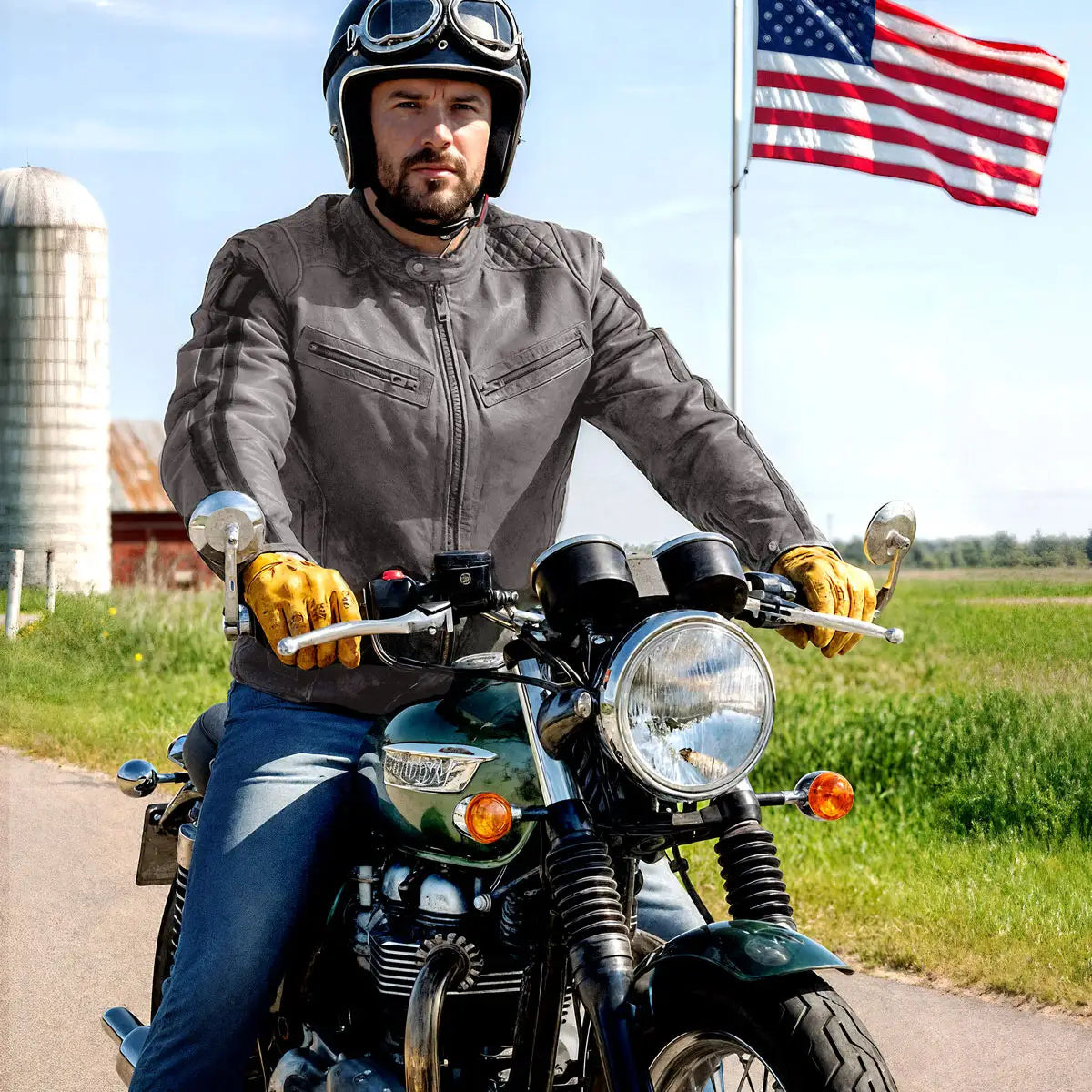 Hot Leathers JKM1033 Men's Distress Grey 'Café Racer' Biker Leather Mo Hot Leathers JKM1033 Men's Distress Grey 'Café Racer' Biker Leather Mo