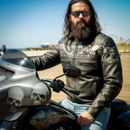 Hot Leathers JKM2002 Men’s Black Biker ‘Reflective Skull' Printed Leather Motorcycle Jacket with Concealed Carry Pockets