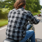 Hot Leathers JKM3002 Men's Motorcycle Black and White Armored Flannel Biker Jacket