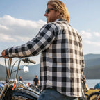 Hot Leathers JKM3005 Men's Motorcycle White and Black Armored Flannel Biker Jacket