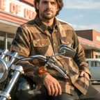 Hot Leathers JKM3007 Men's Motorcycle Black and Brown Armored Flannel Biker Shirt
