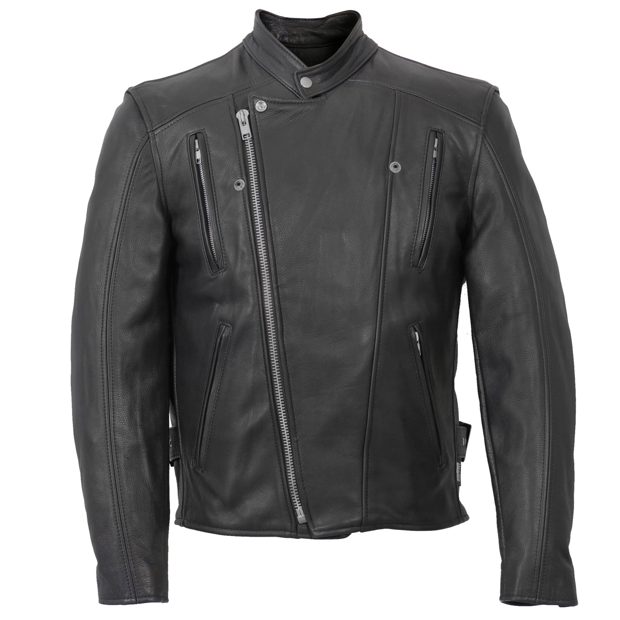 Hot Leathers JKM5008 Men's USA Made Black Premium Leather vented Motorcycle Biker Jacket