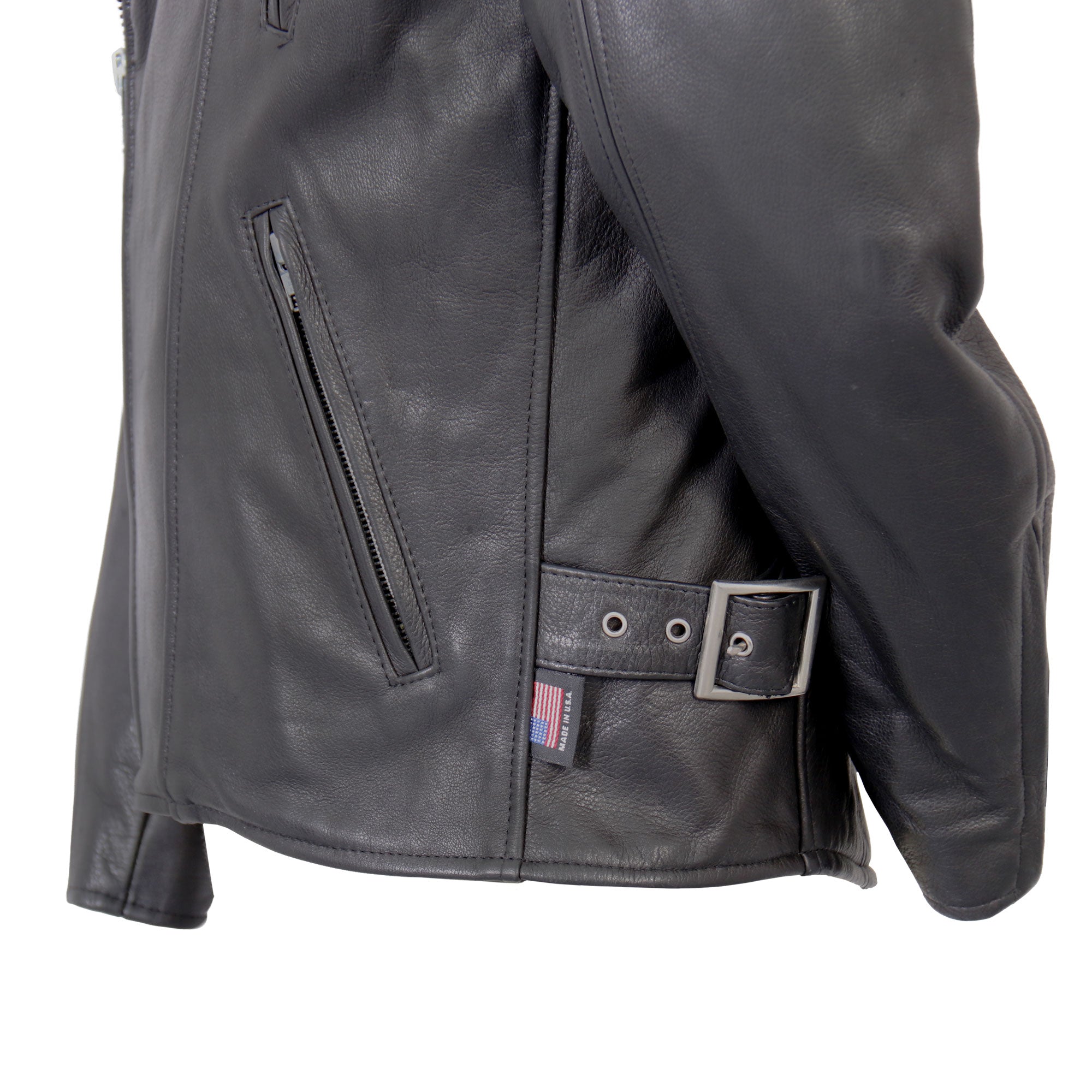 Hot Leathers JKM5008 Men's USA Made Black Premium Leather vented Motorcycle Biker Jacket