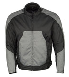 M Boss Motorcycle Apparel BOS11701 Men's Black/Grey Nylon Motorcycle Racer Riding Jacket with Mesh Panel Black