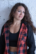 Milwaukee Leather MNG21602 Women's Casual Black and Red Long Sleeve Cotton Flannel Shirt with Hoodie