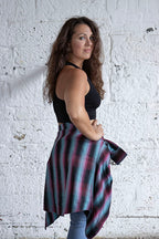 Milwaukee Leather MNG21612 Women's Black and Pink with Blue Long Sleeve Cotton Flannel Shirt