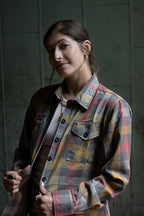 Milwaukee Leather MNG21614 Women's Gray and Red with Yellow Long Sleeve Cotton Flannel Shirt