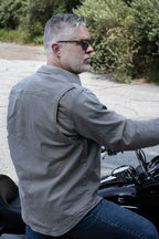 Milwaukee Leather MPM1621 Men's Grey CE Armored Long Sleeve Motorcycle Riders Shirt w/ Reinforced w/ Aramid Fibers