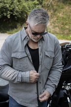 Milwaukee Leather MPM1621 Men's Grey CE Armored Long Sleeve Motorcycle Riders Shirt w/ Reinforced w/ Aramid Fibers