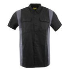 Milwaukee Leather MDM11674.01 Men's Black and Grey Button Up Heavy-Duty Work Shirt for | Classic Mechanic Work Shirt