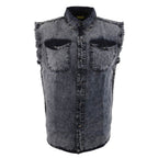 Milwaukee Leather Men's 'Iron Wash - Black Smoke' Gray Sleeveless Shirt - Cotton Button Up Shirt - MDM11678
