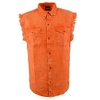 Milwaukee Leather Men's 'Iron Wash - Ember' Orange Sleeveless Shirt - Cotton Button Up Shirt - MDM11682