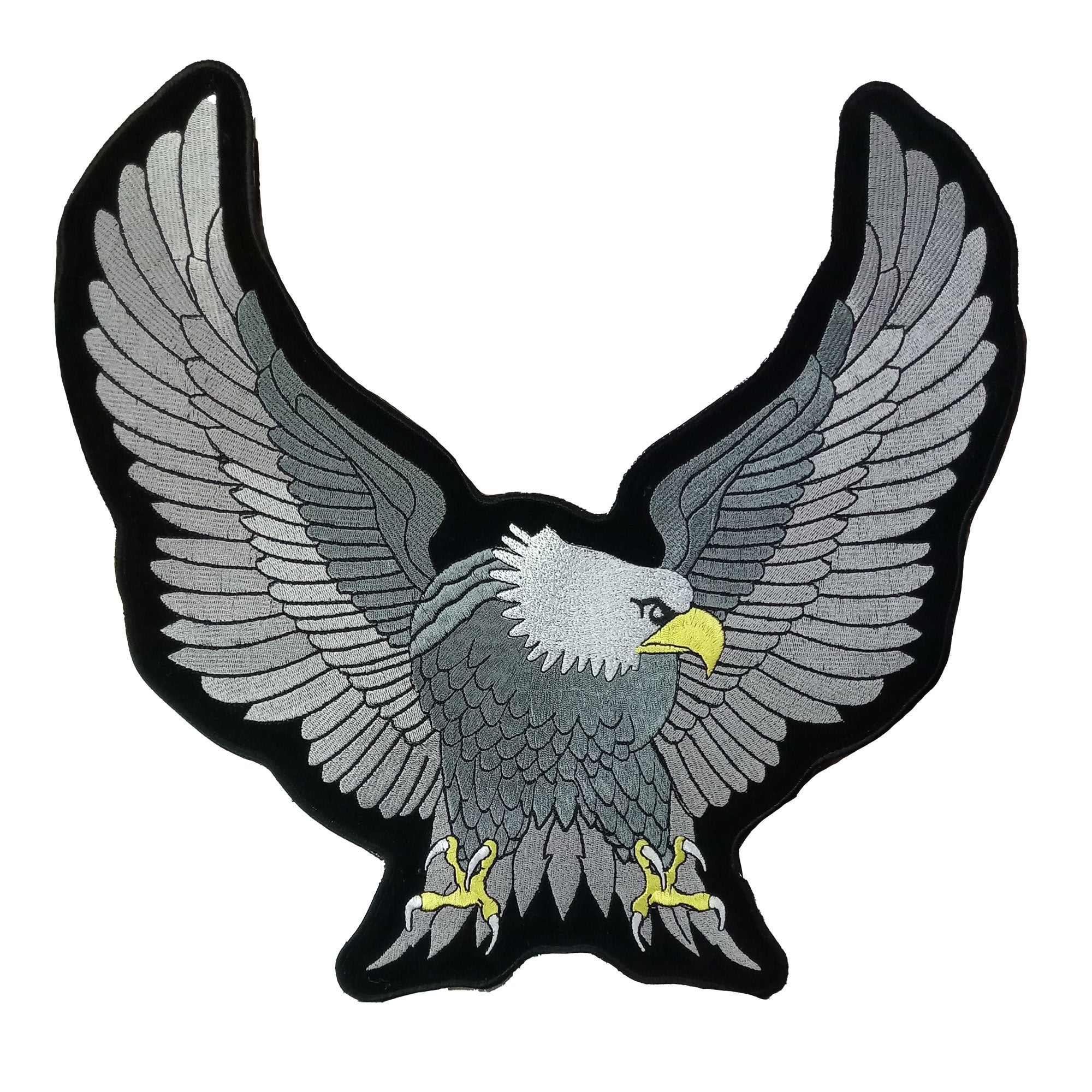 Hot Leathers Upwng Eagle Silver Embroidered Patch - 15" W x 15" H - Iron-On or Sew-On - PPA1119