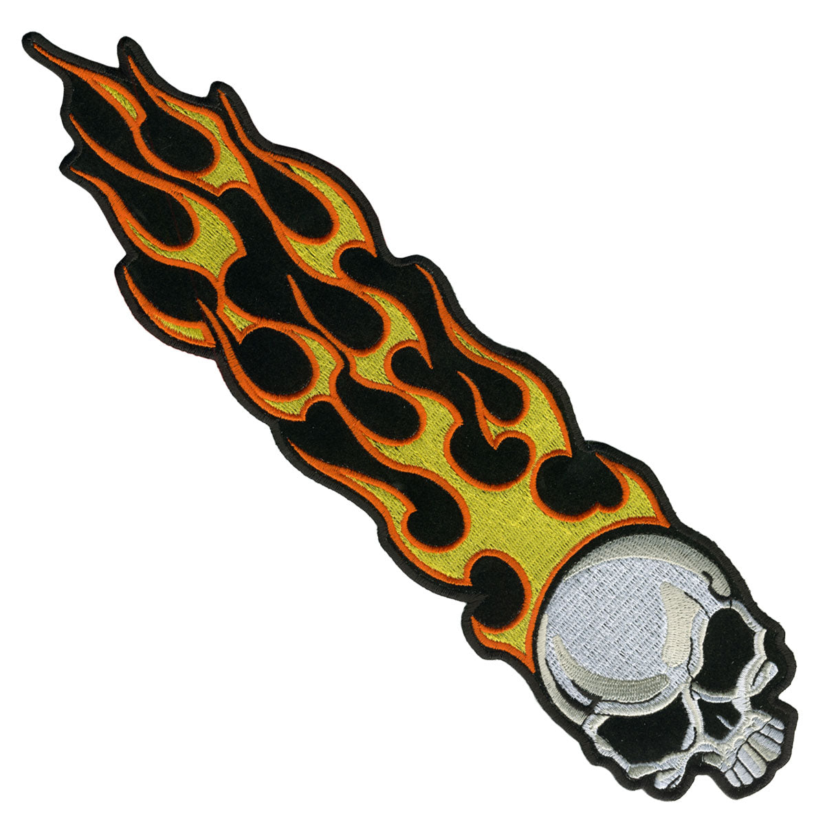 Hot Leathers Long Flaming Skull Embroidered Patch - 3" W x 12" H - Iron-On or Sew-On - PPA1196
