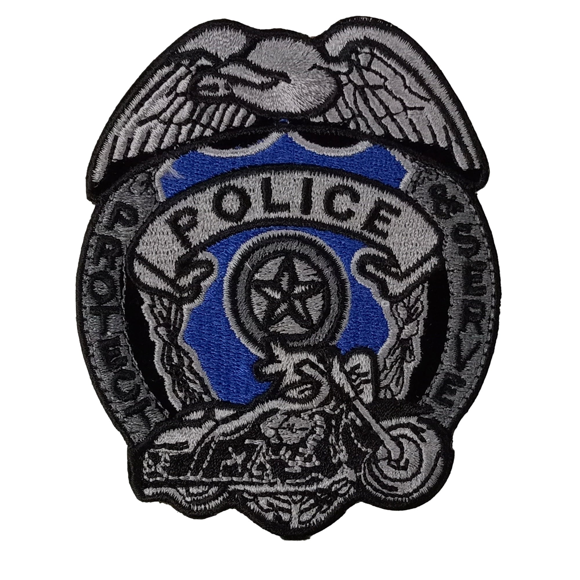 Hot Leathers Police Badge 4 Embroidered Patch - Iron-On or Sew-On - PPA3110