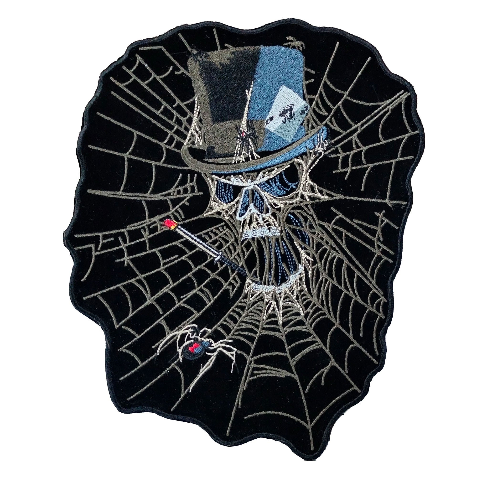 Hot Leathers Web Skull Embroidered Patch - 7" W x 10" H - Iron-On or Sew-On - PPA3908