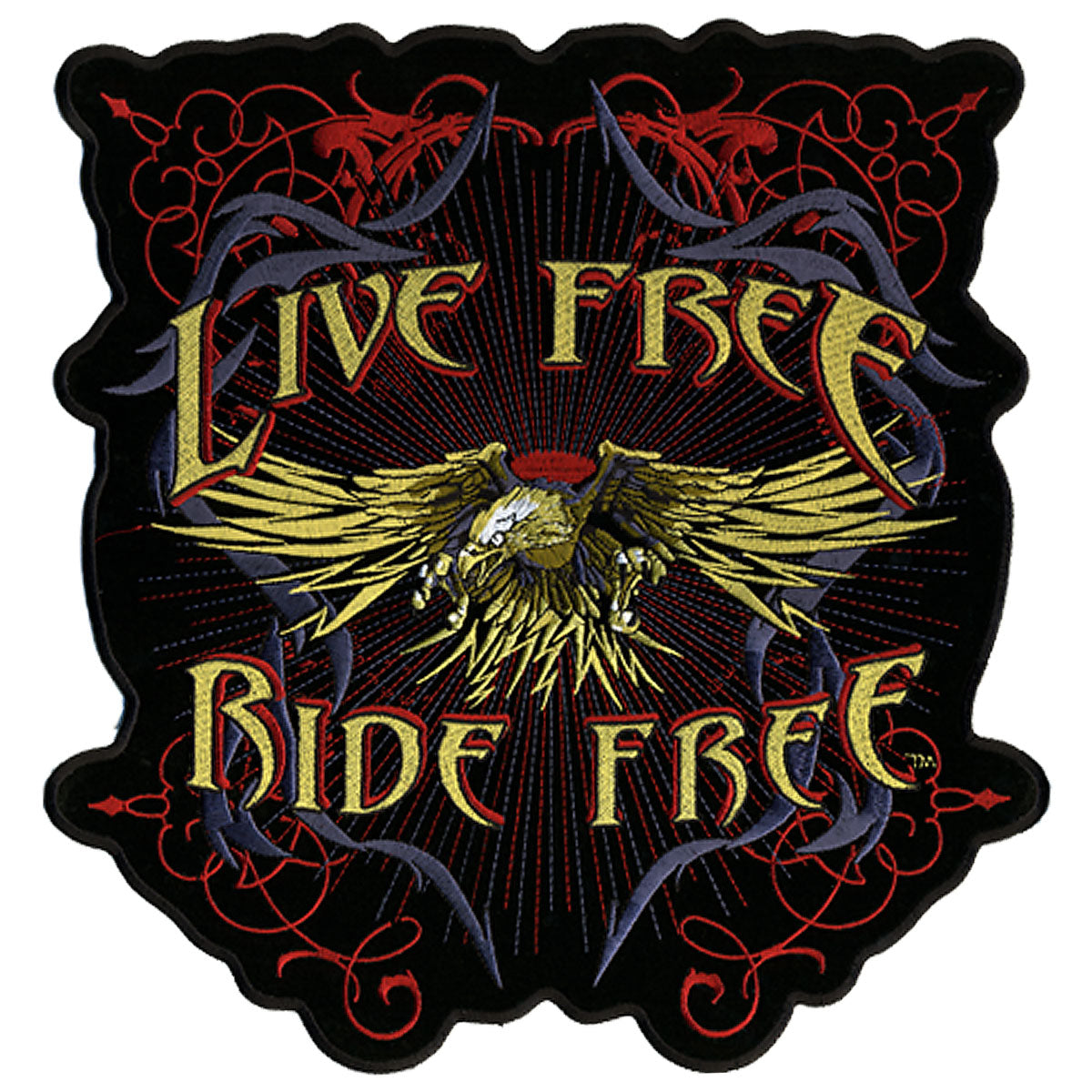 Hot Leathers Evil Eagle Live Free Embroidered Patch - 5" W x 5" H - Iron-On or Sew-On - PPA4010