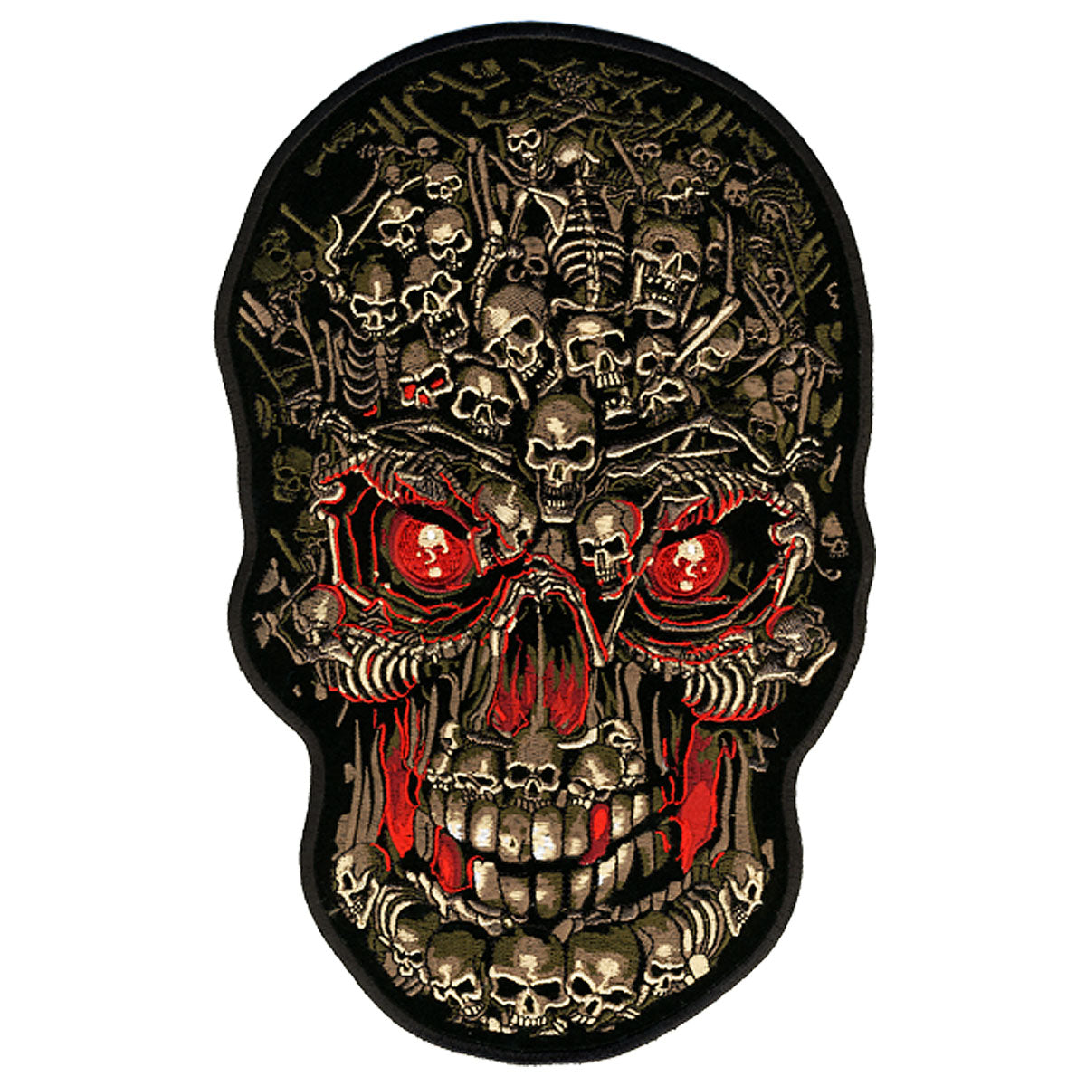 Hot Leathers Skull Design Embroidered Patch - 4" W x 6" H - Iron-On or Sew-On - PPA4025