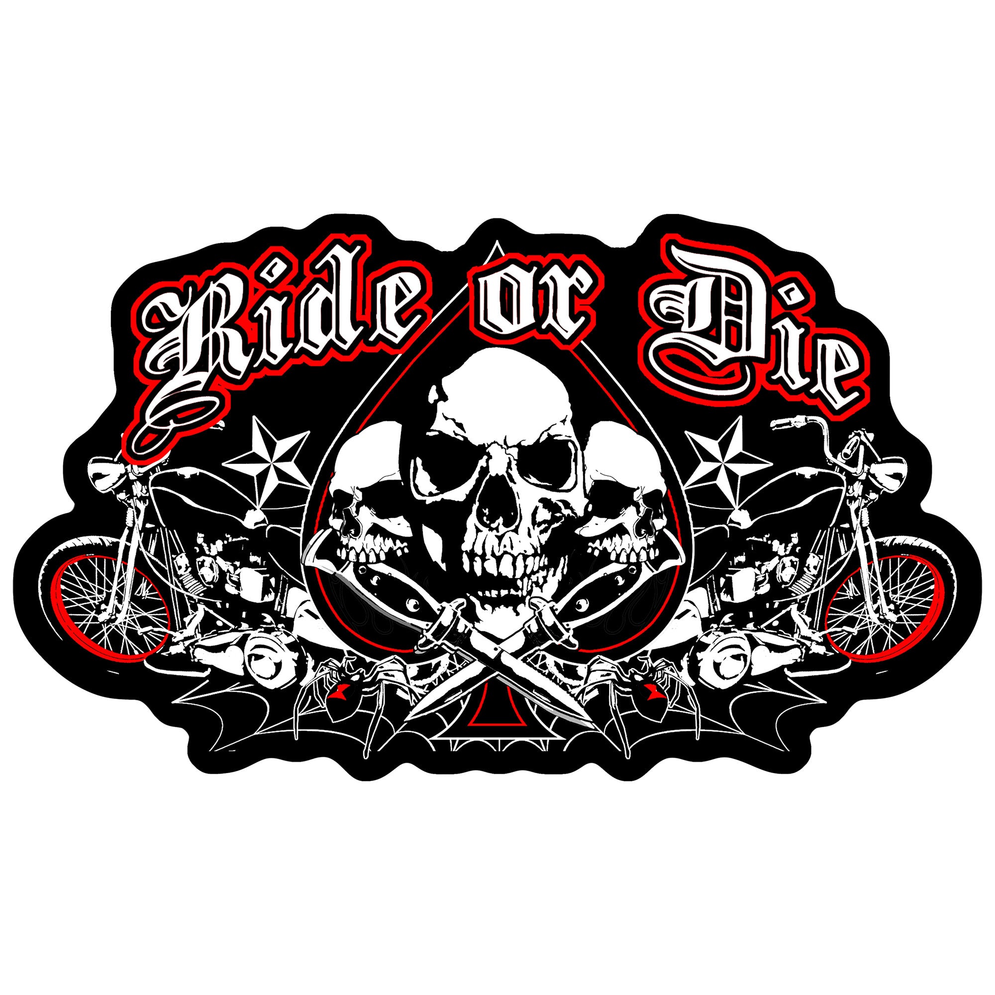 Hot Leathers Ride or Die Spade Multi Embroidered Patch - 10" W x 6" H - Iron-On or Sew-On - PPA5517