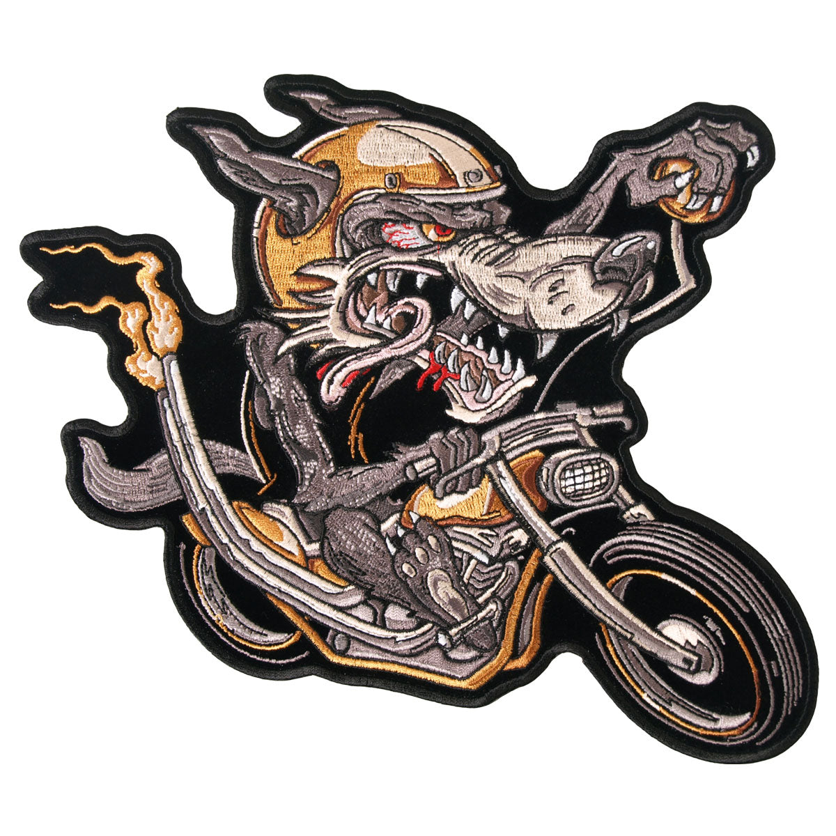 Hot Leathers Wolf Rider Embroidered Patch - 9" W x 7" H - Iron-On or Sew-On - PPA6177
