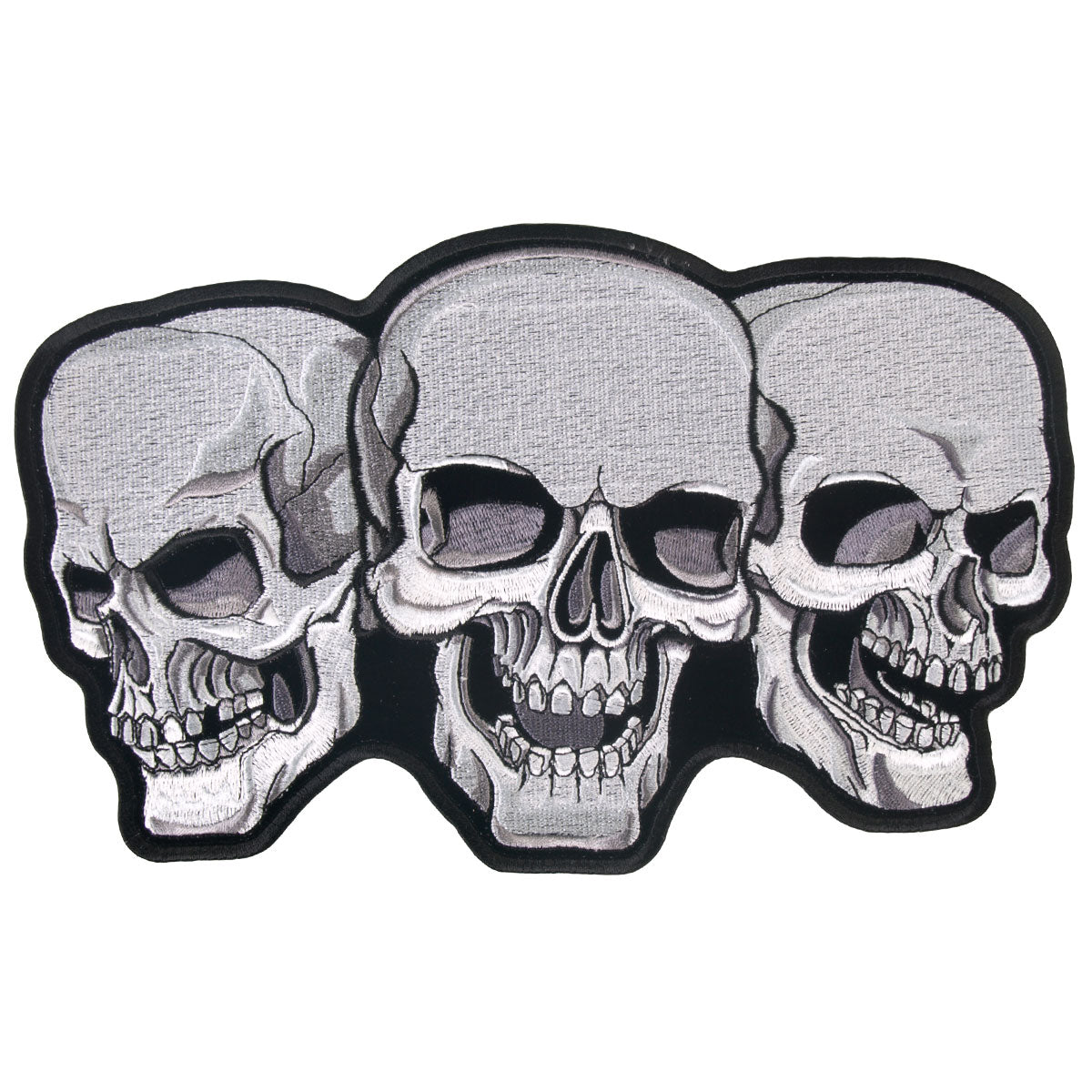 Hot Leathers 3 Skulls Embroidered Patch - 5" x 3" - Iron-On or Sew-On - PPA6443