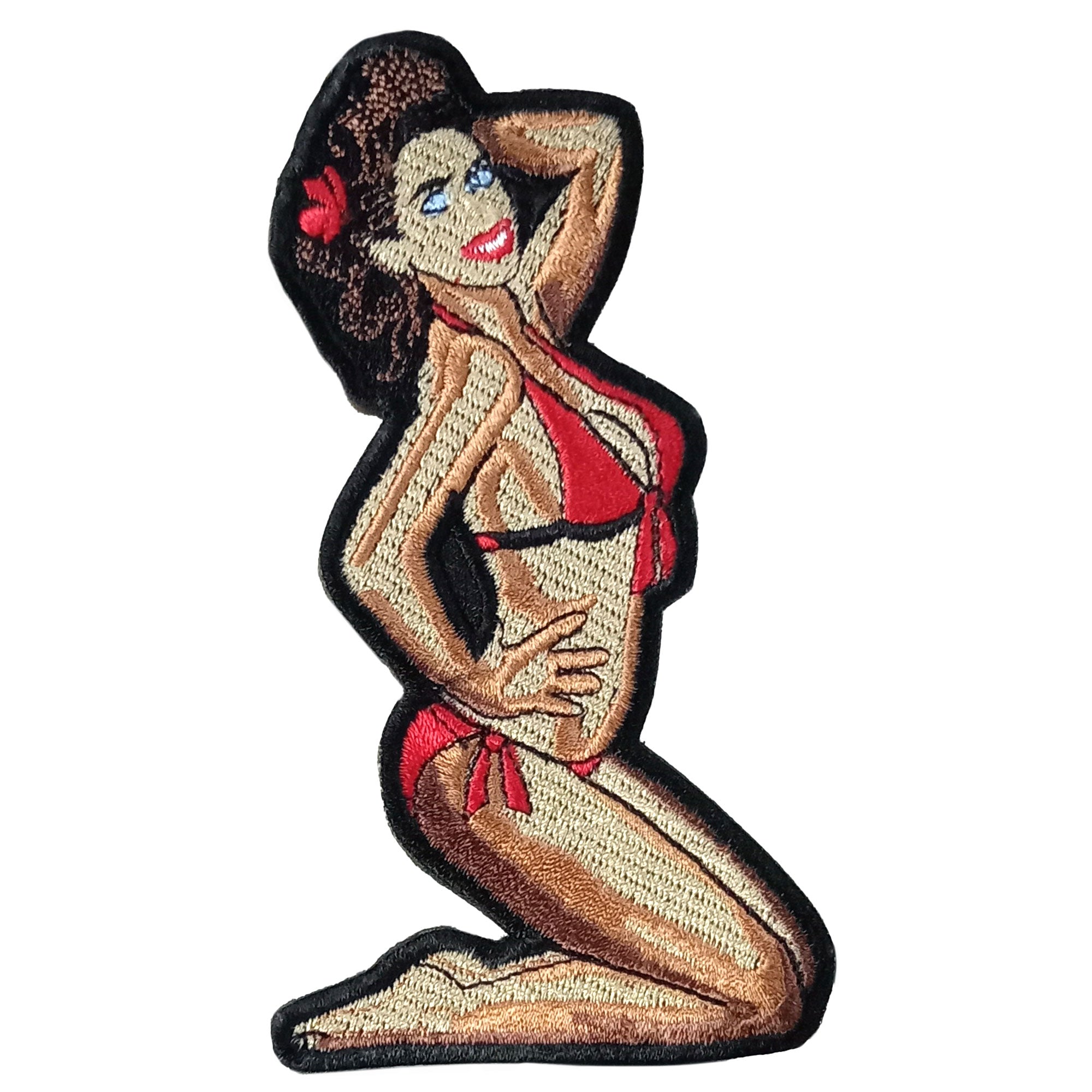 Hot Leathers Bikini Pin Up Embroidered Patch - 3" W x 5" H - Iron-On or Sew-On - PPA6490