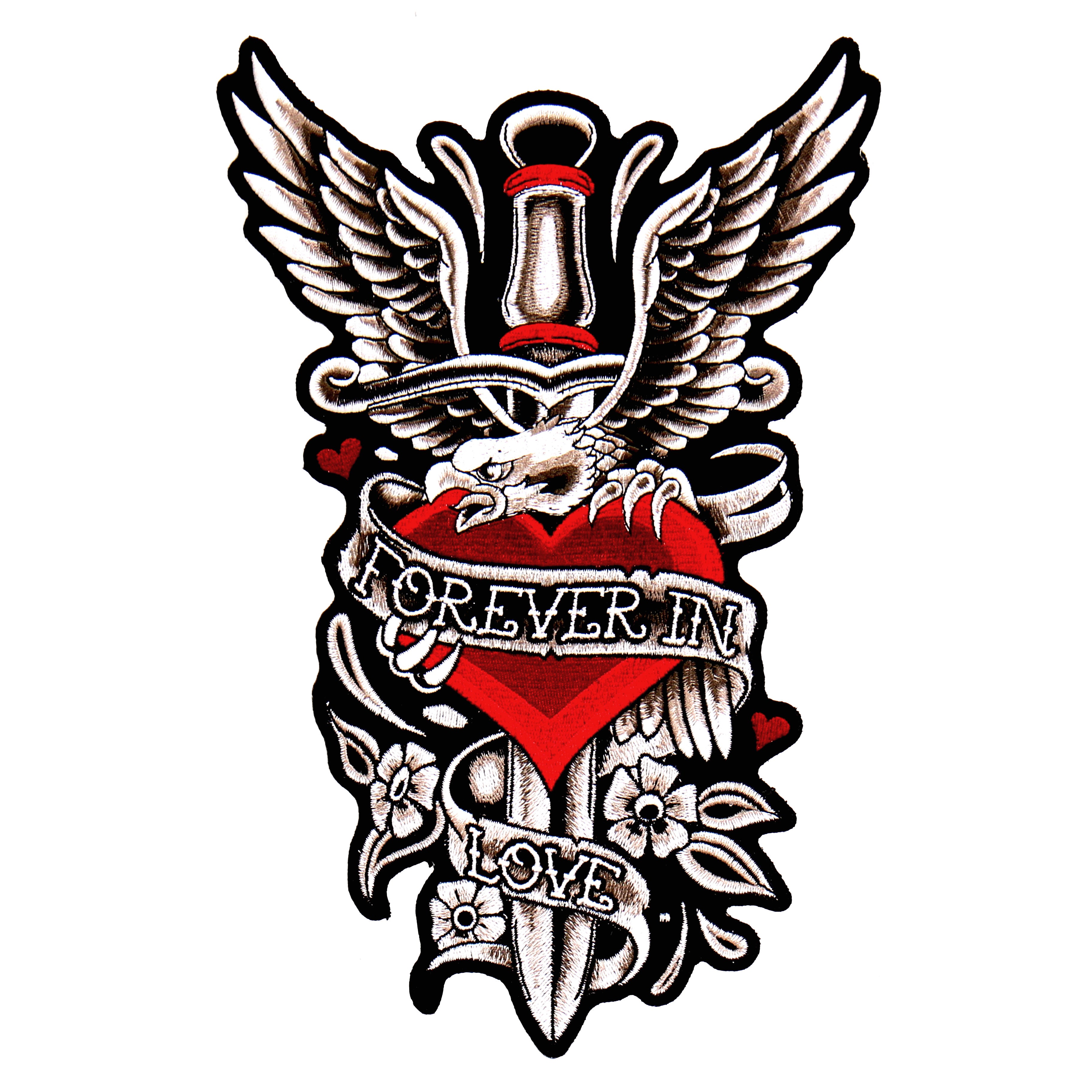 Hot Leathers Dagger Heart Multi 7W10. Embroidered Patch - Iron-On or Sew-On - PPA7517