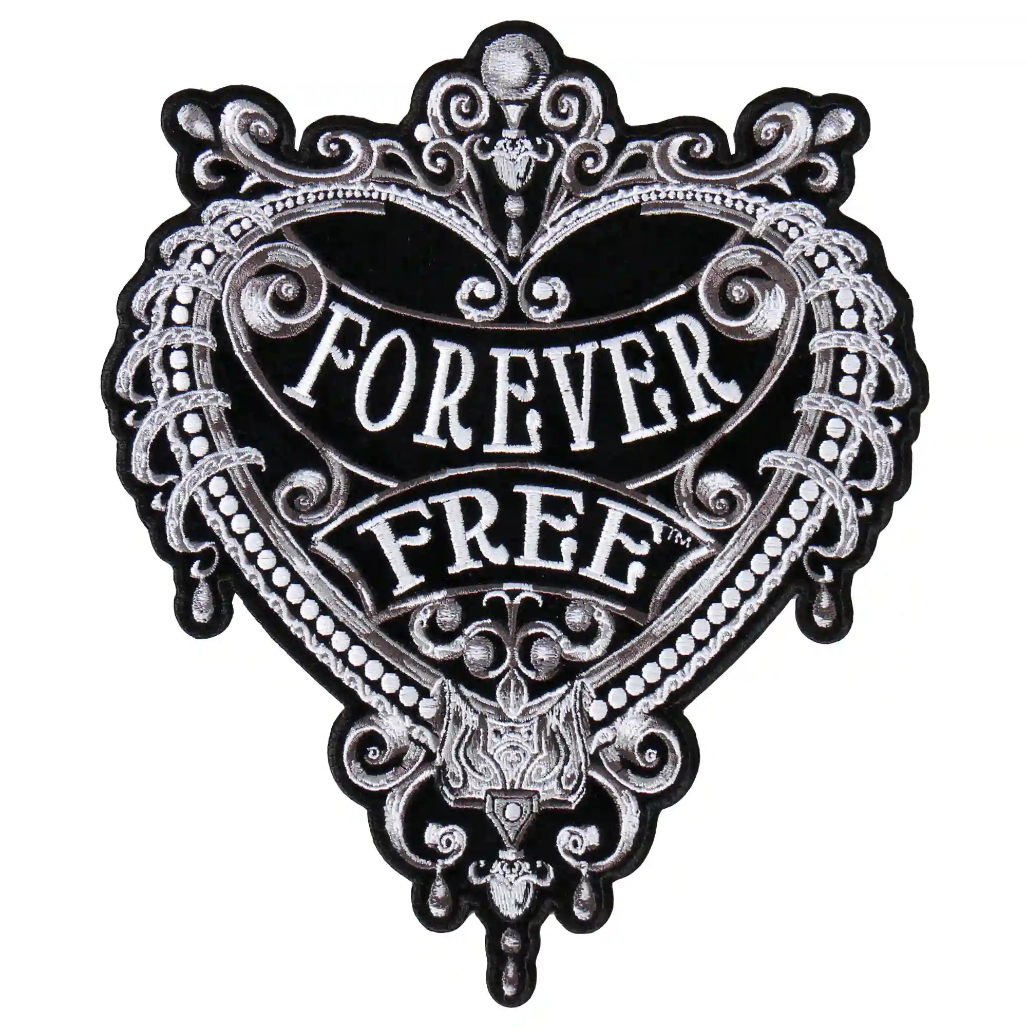 Hot Leathers Silver Heart Forever Embroidered Patch - 4" x 4" - Iron-On or Sew-On - PPA8403