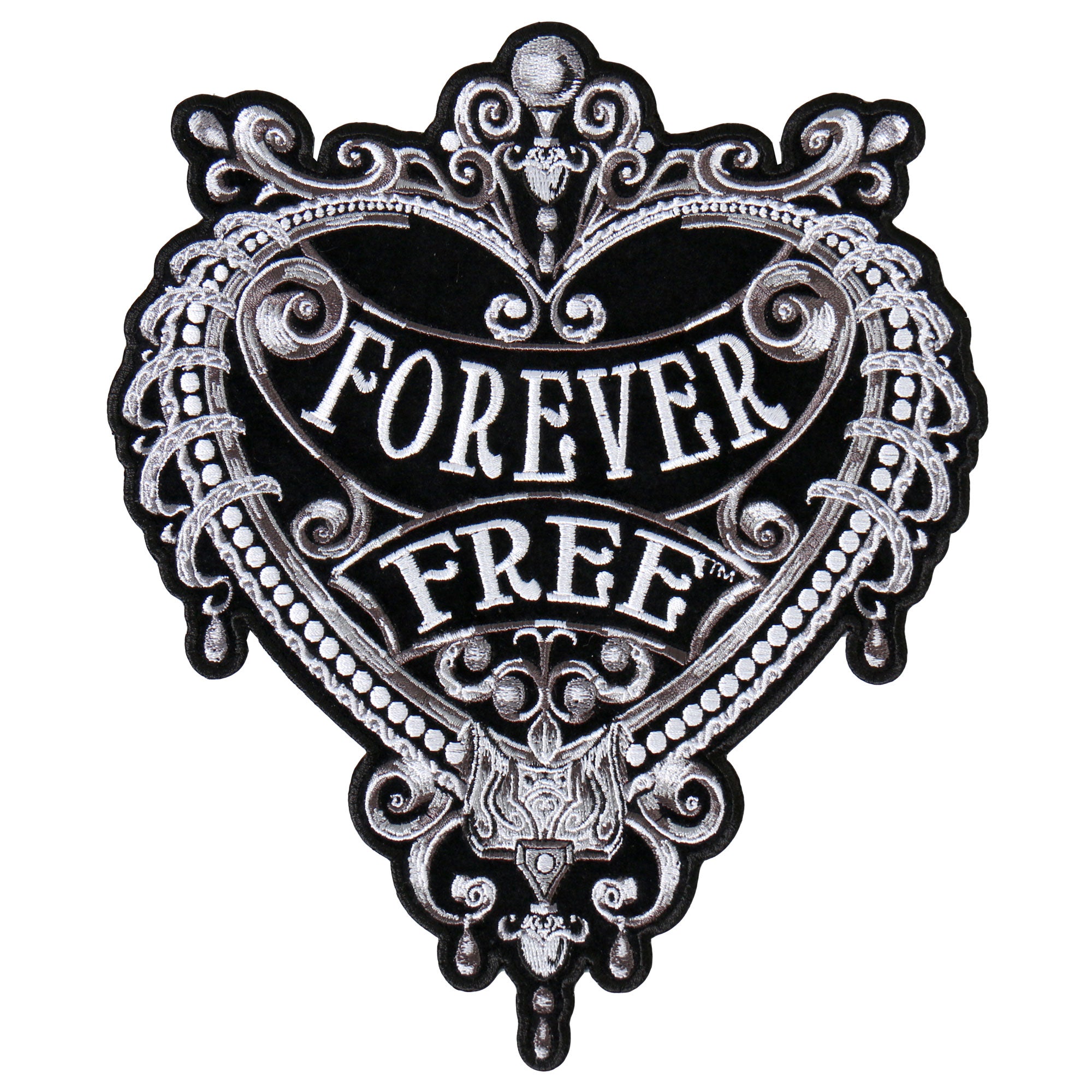 Hot Leathers Silver Heart Forever 8 Embroidered Patch - Iron-On or Sew-On - PPA8407