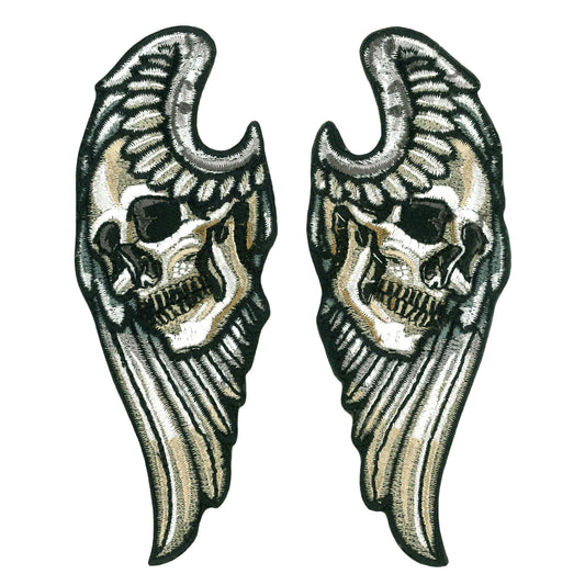 Hot Leathers ANGEL WINGS SKULL 4" 3.6 x 4.4" Embroidered Patch